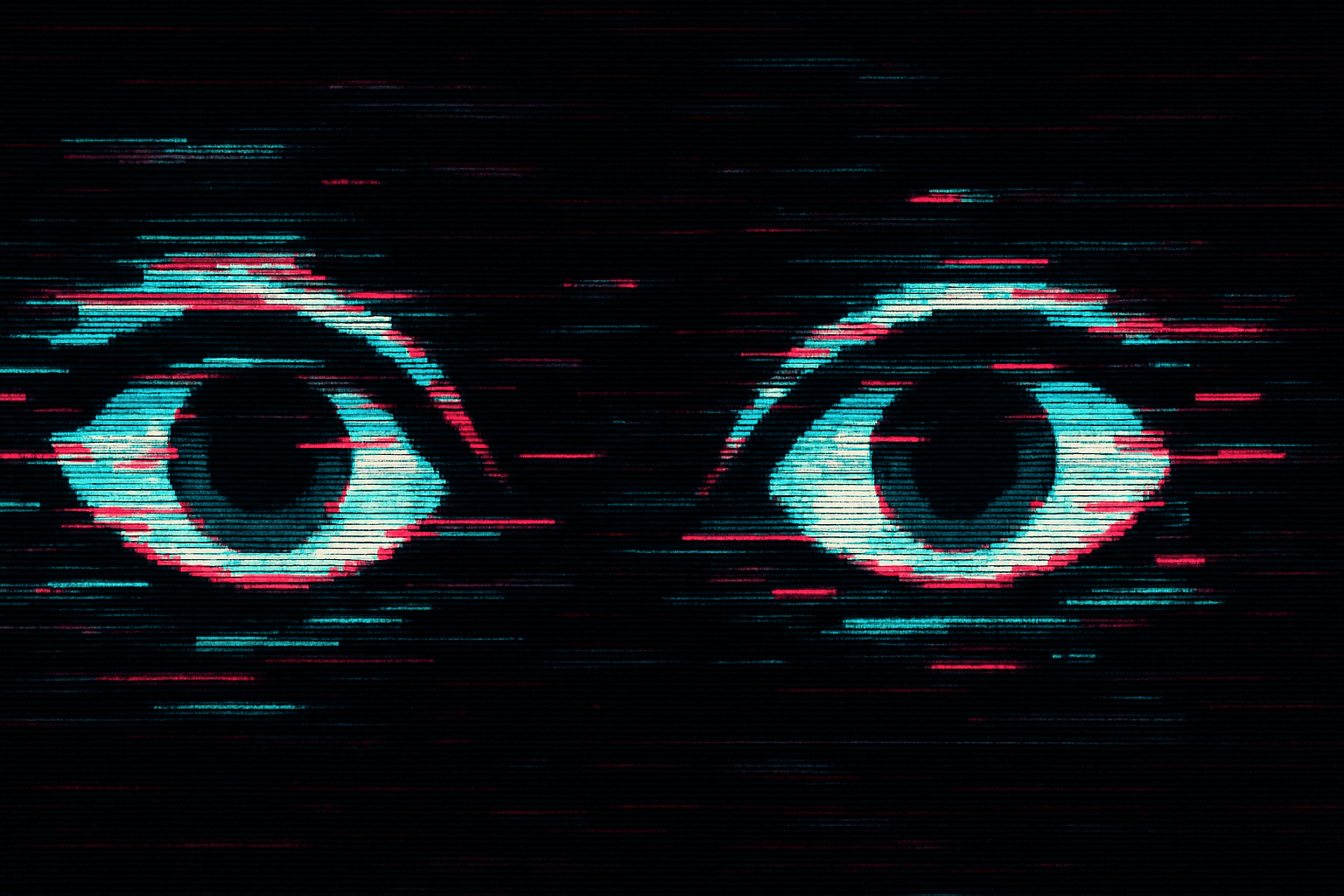 Olhos de basilisco estilizados em glitch art digital